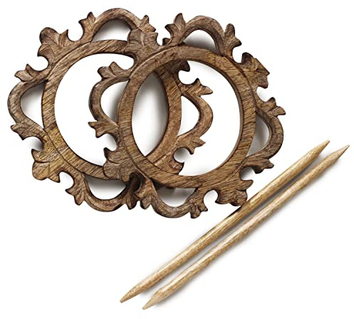 eTroves Vorhang-Raffhalter aus Holz, 17,8 cm, 2 Stück, antike Holz-Vorhanghaken, handgefertigt, rustikal, dekorative Vorhanghalter, moderne Vorhang-Raffhalter, Braun