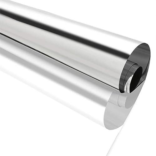 One Way Window Film Daytime Pravicy Window Film Mirror Effect Reflective Self-Adhesive Decorative Heat Control Anti UV Window Tint Film for Home and Office Silver&Silver 2Mil 17.7 Inch x 6.5 Feet