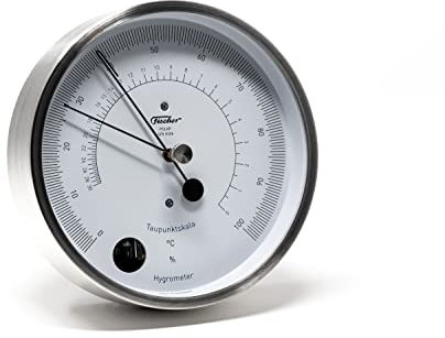 Fischer 1608H-01 POLAR Hygromètre à cheveux avec échelle de point de rosée - Mesureur d'humidité en acier inoxydable 133mm - Fabriqué en Allemagne