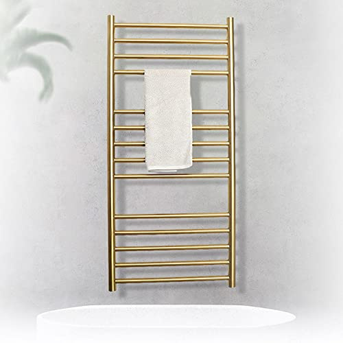 VVLXRIC Scaldasalviette Elettrico Basso Consumo, Riscaldamento Uniforme Rotondo Porta Asciugamani Elettrico Bagno, Ip44 Grado di Impermeabilità Saldatura Continua Termoarredo Bagno Design,14Bars