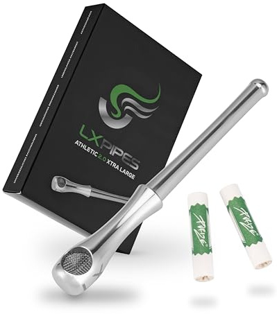 LX Pipes Athletic Xtra Large 2.0 - Fischietto per tabacco in acciaio inox di alta qualità, progettato per filtro ai carboni attivi Purize® da 9 mm, piacevole sapore fresco e neutro, filtra fino al 70%