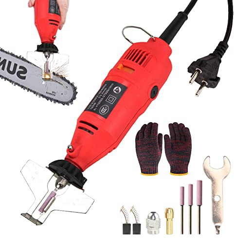 Kit d'affûteuse de chaînes de tronçonneuse sans fil 180W outil de meulage de moulin électrique à main affûteuse de chaîne à main (rouge)