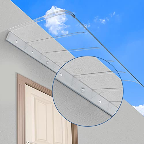 Transparentes Pultbogenvordach aus 3 mm Transparent Polycarbonat,Vordach Überdachung Haustürvordach,Pultvordach und Türüberdachung UV-beständig,für Eingangs/Dachschutz (50x180cm/20 x71)