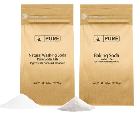 Pure Original Ingredients Baking Soda & Washing Soda Bundle (5lb), Fine Powder, Cleaning, Cooking & Baking