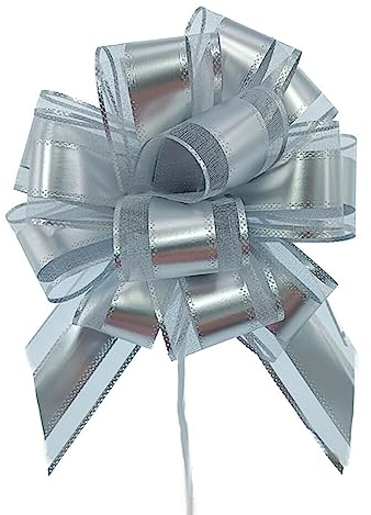 20er Set Geschenk Schleife mit Geschenkband, Schleifenband Geschenkedekoration Bunt Geschenkschleifen Polyband Dekoschleife Geschenkbänder für Hochzeit,Geburtstag & Weihnachten,Silber