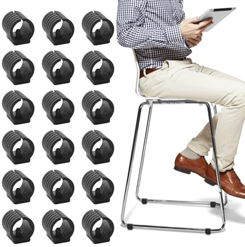 36 Pezzi Coprigambe per Sedia a Forma di U per Tubi Mobili.Cuscinetti del Tubo per Sedie e Morsetti Morbidi Antiscivolo per Proteggere Mobili per Pavimenti Prevengono Graffi (19mm Nero)