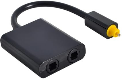 NFHK Adaptador divisor de audio óptico digital Toslink de doble puerto, cable de audio de fibra óptica 1 en 2 salidas, color negro