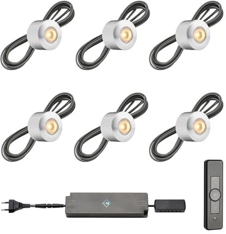 Hamulight LED Aufbaustrahler Terrassenüberdachung Gomera ab mit Fernbedienung | Wintergarten Beleuchtung - Aufbauleuchten - Terrassendach - Überdachung | 3W - Dimmbar - Warmweiß | Set mit 6 Stück