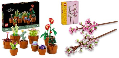 LEGO 10329 Icons Les Plantes Miniatures, 9 Fleurs Artificielles à Construire & Creator Les Fleurs de Cerisier, Fleurs Artificielles, Décoration de Chambre