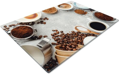 Glass Chopping Board | Non Slip Worktop Saver | Small Cutting Board for Kitchen | Coffee Closeup