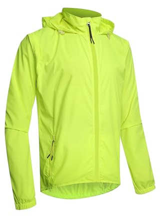 ARMAAN Fahrradjacke für Herren und Damen, Lauftrikot, abnehmbare Ärmel, ärmellose Weste, leichte, gut sichtbare, reflektierende Fahrrad-Windjacke, winddichter Sonnenschutz, Fahrradmantel,Green-XXL