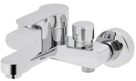 LANNADD Badewannenarmatur, Einhebel-Wannenmischer Wandmontierte Wannenbatterie, Brausebatterie Warm- und Kaltwasserhahn Ein-Griff-Armatur Geeignet für Wohnungen Hotels und Bäder (Silber)