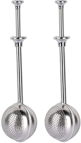 MIAO JIN 2Pcs Stainless Steel Tea Infuser Tea Strainer Sugar Flour Sifters Powdered Sugar Shaker Duster Filters Tea Interval Diffuser for Loose Leaf, Spices, Seasonings(Spherical)