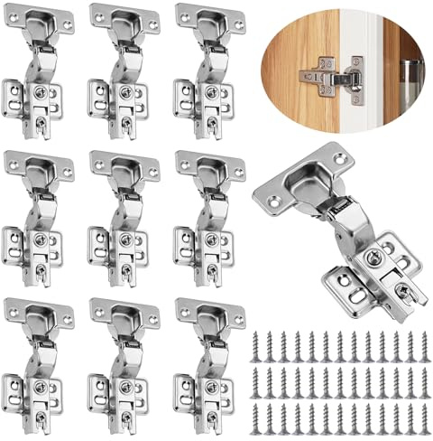 OMJMYY 10 Stück Innenanschlag Standard Schrankscharnier mit Soft Close Automatikscharnier Schranktür Öffnungswinkel 110° mit Hydraulisch Feder Topfscharnier Dämpfung Scharniere für Kleiderschrank
