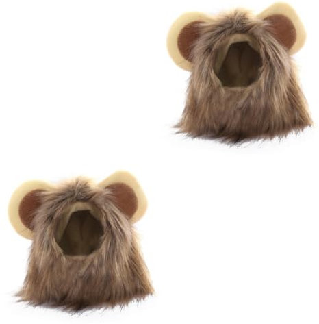 Supvox 2stücke Lustige Katzen Und Hundekosplay-löwenperücke Mit Ohren Für Kleine Tiere Herbst Und Winterkostüm Bequeme Für Haustiere Für Partys Und