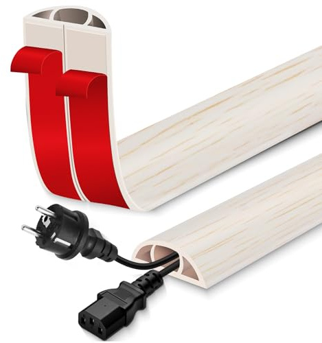 Canaleta pasacables Suelo Flexible Cable Protector Suelo de PVC canaleta Cables Pared Adhesivo para la gestión doméstica (Madera Arce, 30mm×3m)