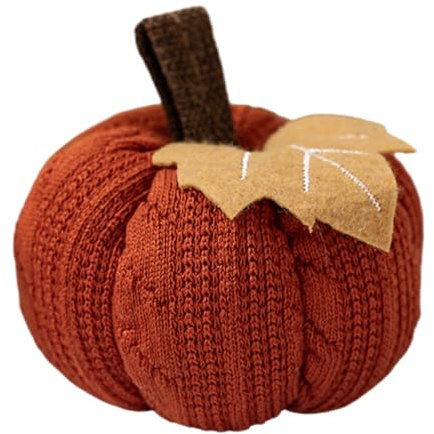 Fiorky Zucche all'uncinetto Decorazione Decorazione di zucca lavorata a maglia fatta a mano Zucca artificiale autunnale for Halloween Ringraziamento (Arancione)