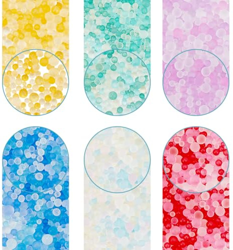 SUNNYCLUE 1 Box 120g 6 Colors Bubble Beads No Hole Glass Bubble Beads 1.8~3.5mm Tiny Caviar Colorful Iridescent Water Droplets Bead Bulk for Jewellery Making Art Nail Resin Vase Fillers Crafts DIY