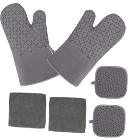COLLBATH Guanti Da Forno Resistenti Al Calore in Silicone Sottopentola Antiscivolo Per Cucinare Grigliare e Servire