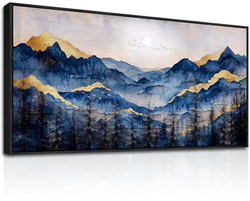 hyidecorart Modern Bilder mit Rahmen Natürliche Berg Gemälde 50x100 cm