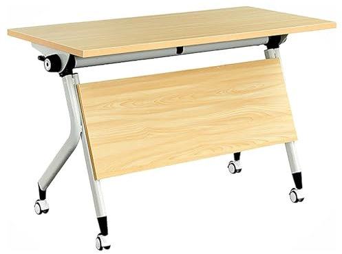 Moderner Business-Konferenztisch mit leisem klappbarem Metallrahmen, Braun, 160 x 40,6 x 76,2 cm
