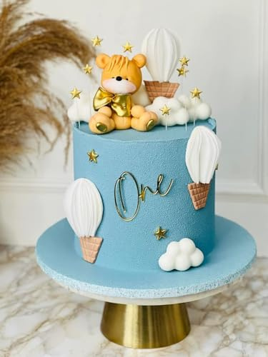 One Birthday Gold Mirror Acrylic Cake Charm Topper 1st First Birthday Cake Charm Decorations (Gold Mirror Acryl)