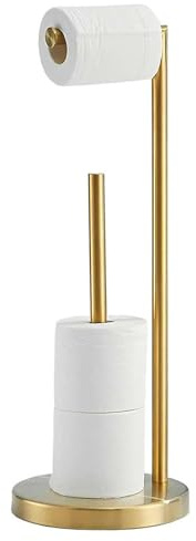 Toilet Roll Holder Free Standing,Stainless Steel Roll Holder,Stainless Steel Toilet Roll Storage,Paper Roll Holder for Toilet Paper Roll Storage(Golden)