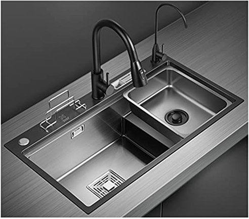 Fregadero grande de cerámica para baño con lavabo, de 62 x 41 x 20 cm, lavabo bajo encimera con grifo E 62 x 41 x 20 cm