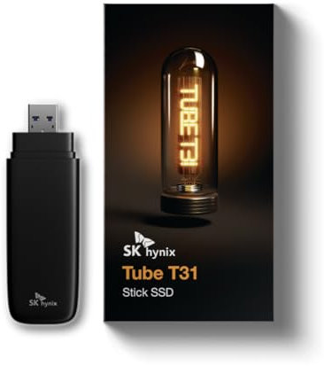 SK Hynix Tube T31 2TB External SSD | up to 1000MB/s | 10 Gbps | USB-A 3.2 Gen2 | Portable SSD Drive Compatible with PC, Laptop, Console