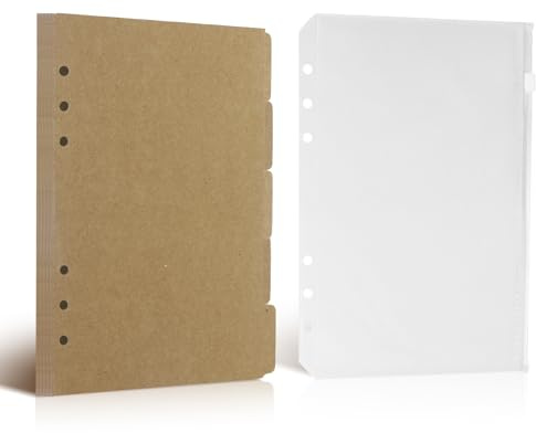 20 hojas, A5, hojas separadoras de papel de estraza con 6 agujeros, 20,8 x 15 x 0,02 cm, A5, papel de estraza para papel de relleno, cuaderno, oficina escolar, suministros de papelería