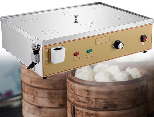JJENXYYDS Machine à Petits Pains à la Vapeur,Cuiseur À Vapeur Électrique Commercial,Chauffage par Tube en U en Acier Inoxydable,avec Alarme D'ébullition À Sec,pour Boulettes De Petits Pains,Six-Hole
