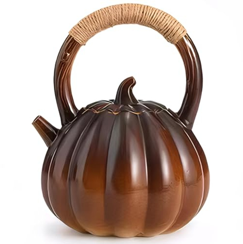Pastoralist Taule de Citrouille, thé à thé à la Citrouille de capacité 1100 ML, Casserole Unique avec poignée et Couvercle, la pour cuisinière, céramique siffler la Bouilloire pour cuisin