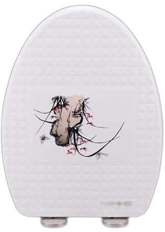 Brigtviee Toilettendeckel Mit Absenkautomatik,Weiß Wc Sitz In Ovaler Form Wc Deckel,Klobrille Obere Befestigung,360° Verstellbare Scharniere StrapazierfäHiger Klositz,Schwarz,V Shaped