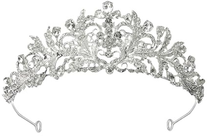 Krone Mädchen Diadem Tiara Prinzessin Krone Haarschmuck Braut Vintage Silber Runde Krones Silber für Hochzeiten, Abschlussbälle, Festumzüge, Prinzessinnenpartys, Geburtstagsfeiern
