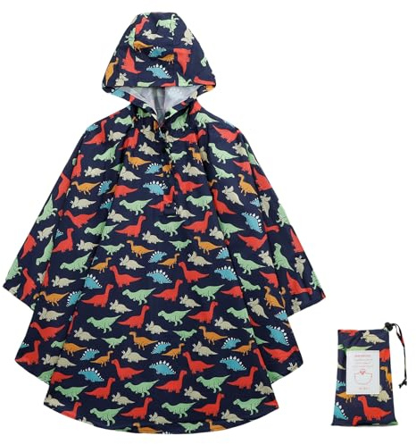 KAKU NANU Poncho Pluie Imperméable Enfant Cape Pluie Cahouet Fille Garçon Rouge 3 4 5 Ans