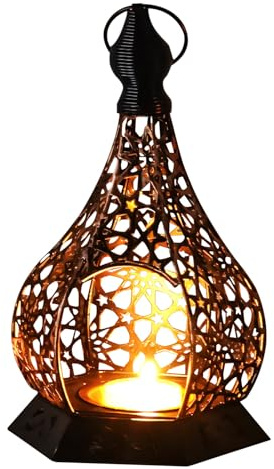 Kaezuy Arabisches Windlicht Metall Teelichthalter Orientalische Laterne Für Wohnzimmer Schlafzimmer Handmade Kerzenhalter Stimmungsbeleuchtung (A)