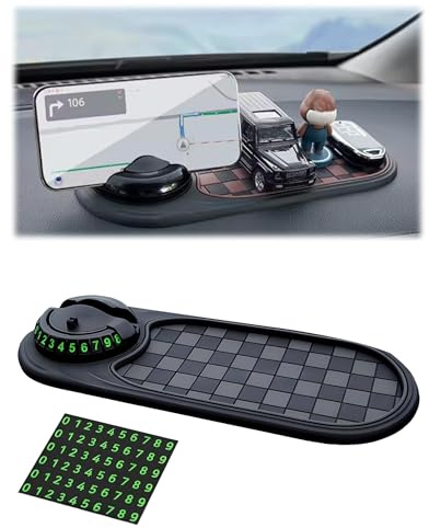 Yotlein Antirutschmatte Auto, Multifunction Car Anti-Slip Mat, Handyhalterung Auto, Armaturenbrett Matte mit Parknummer, Silikon-Matte Telefonpad für Autodekorationen, Brillen, Handys Verwendet