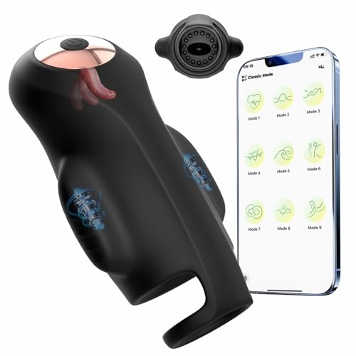 Zunge Oralsex Masturbieren Sex Spielzeug für die Männer Elektrischer Masturbator Mit APP-Steuerung 9 Modi Vibrator Trainer Eichel Stimulation Sex Toys für Männer Solo Paare Penis Taschenmuschi Pussy