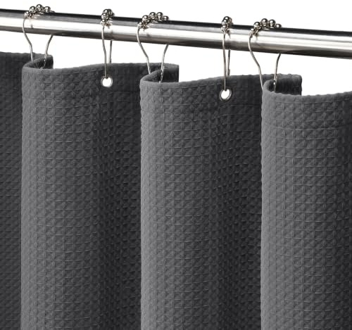 NDDYCU Duschvorhang Grau Waffel 180x180 Shower Curtain Badewanne | Waffelmuster-Textur, 280GMS Beschwerter Stoff, 100% Wasserdichte Folie, 12 Metallhaken
