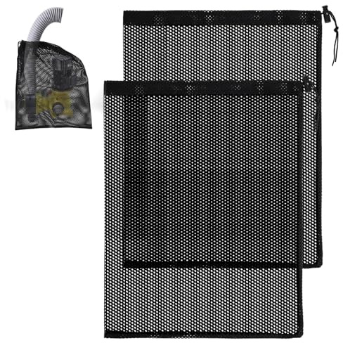 TRUMIZON 2 Pack Pond Pump Filter Bag Barrier Bag – Large Black Mesh Media Bag with Drawstring for Pond, Aquarium & Water Feature Filtration, 30.5 × 40 cm