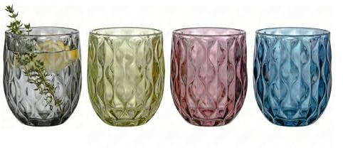 WANCHIY Glass Tumblers Set of 4, 350 ml, Big Peach Pattern, Dishwasher Safe