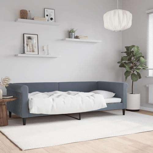 Sofá Cama Convertible, Tapizado en Terciopelo Gris Oscuro, Diseño Moderno con Base de Madera, Sofá Cama Multifuncional, Ideal para Salón o Dormitorio como Cama Individual,Gris Oscuro, 90x200 cm