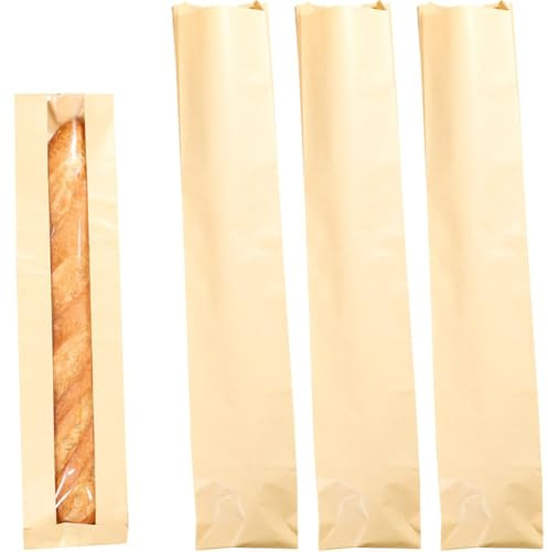 Baokuan 50er-Pack Baguettetüten Für Selbstgebackenes Brot, Wiederverwendbare Kraftpapier-brottüten, Längliche Sauerteig-papiertüten Sichtfenster