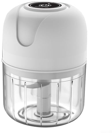 ZWEquipint elektrisk vitlökshackare 250 ml med blad i rostfritt stål, USB-uppladdningsbar mini-matberedare för vitlök, örter, nötter, kött, is (vit)