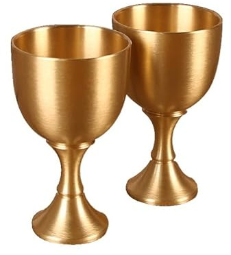 YOPI Verres à vin blanc à petit pied en cuivre pur, 2 pièces, tasses à vin élégantes for un usage domestique(M)