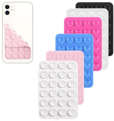 BCHMN 6 Stück Silikon Handy Saugnapf Halterung Doppelseitig, Freihändig Sticky Silikon Saugnapf Handyhülle für Selfies & Videos, Saugnäpfe Handyhalter für Alle Handy Modelle