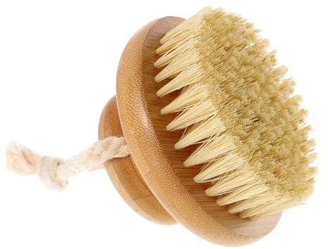 JECOMPRIS Spazzola e Pulizia Confortevole in Bambù Rotonda Fibra di Sisal per Esfoliazione della Pelle da Bagno per Doccia e Cura del Corpo