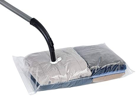 WENKO Vakuum-Beutel, 2 platzsparende Vakuum Aufbewahrungssäcke für Saisonbekleidung, einfach mit dem Staubsauger die Luft absaugen, kein Staub, Keine Falten, transparenter Kunststoff, je 55 x 90 cm