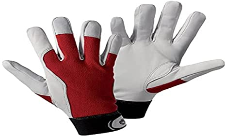 Unbekannt Herren 1706-9 Griffy L D 1706 9 Ziegennappaleder Montagehandschuh Groe e Handschuhe L EN 388 2016 CAT II 1, Hellgrau Rot, Größe (2er Pack) EU