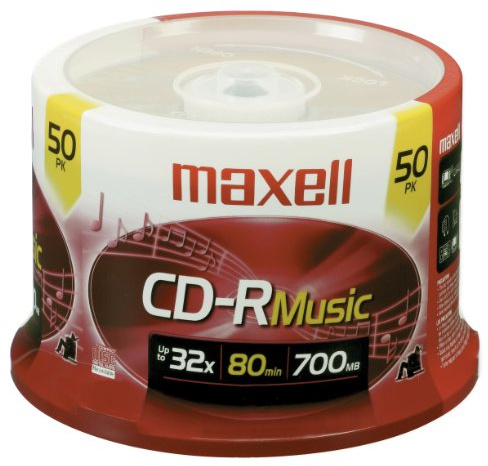 Maxell 625156 - CDR80MU50PK 80-Minute Music CD-Rs (50-ct Spindle) Red